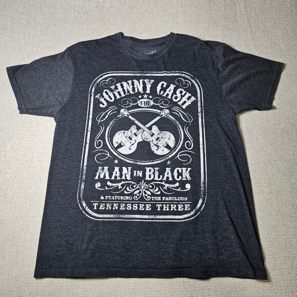 Johnny Cash Other - Gray Johnny Cash 50/50 Cotton Poly Blend T-Shirt Man In Black Size Large